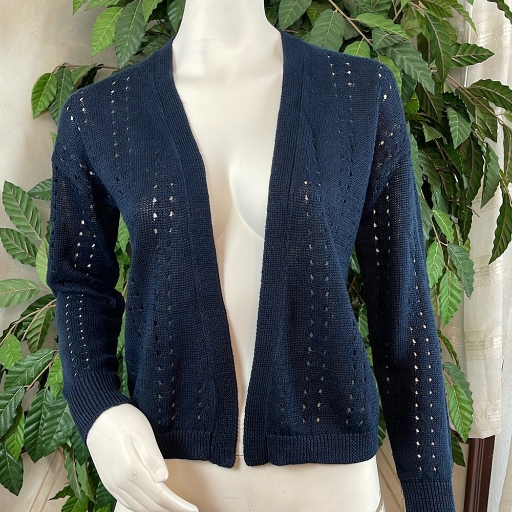 BANANA REPUBLIC NAVY LINEN OPEN CARDIGAN